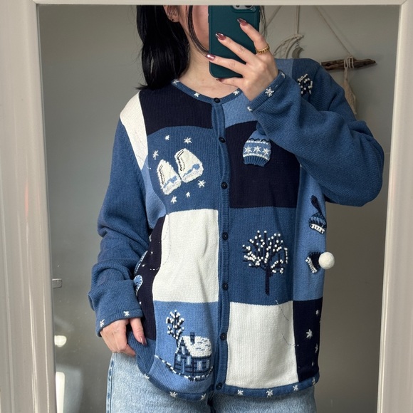 Vintage Sweaters - 🌸 Vintage Deadstock Cottagecore Embroidered Patchwork Cardigan